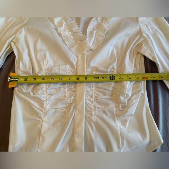 Per Se by Carlisle ruched button L/S white blouse size 14/Large - Picture 8 of 10